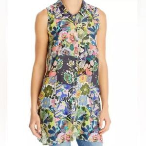 Johnny Was Chelsea Xanthe Silk Floral Sleeveless Multicolor Floral Top